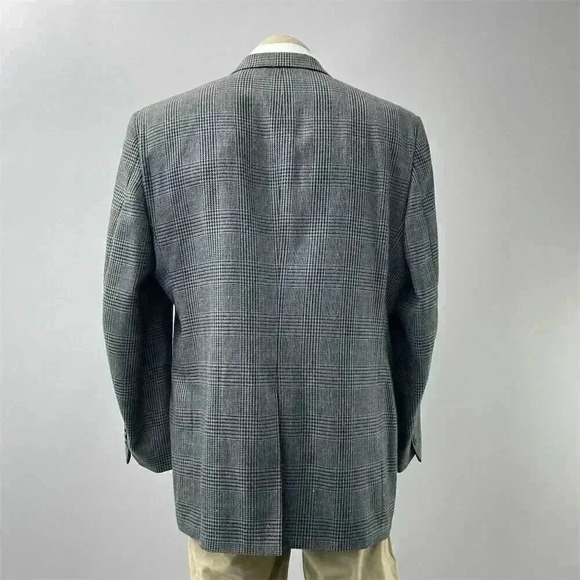 Stafford Men's Gray Check Wool Sport Coat Blazer Jacket Size 48 Fully Lined - Picture 2 of 14